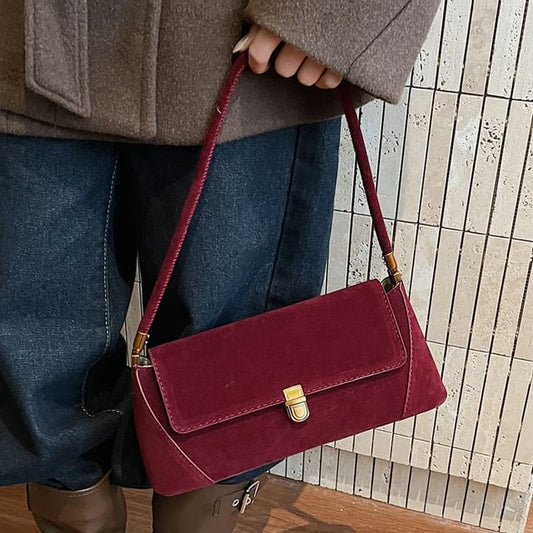Flap Faux Suede Shoulder Bag