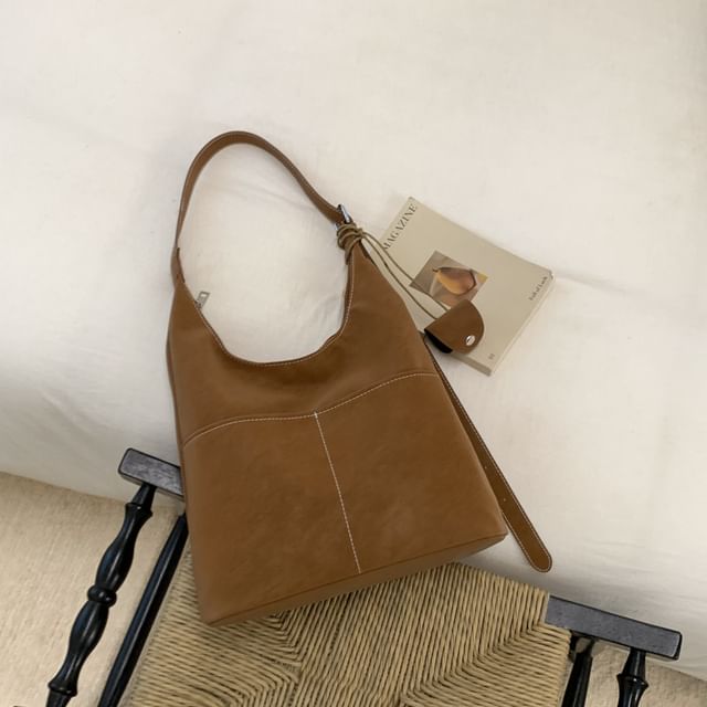 Contrast Stitch Panel Shoulder Bag
