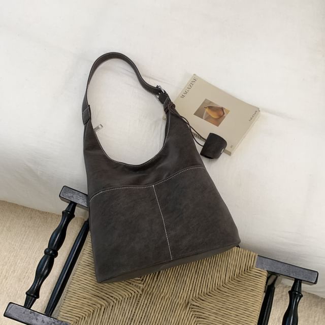 Contrast Stitch Panel Shoulder Bag