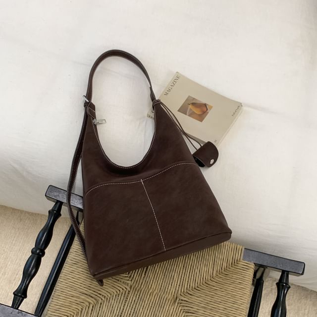 Contrast Stitch Panel Shoulder Bag
