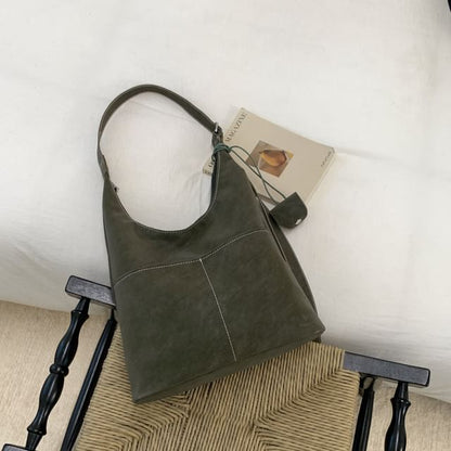 Contrast Stitch Panel Shoulder Bag