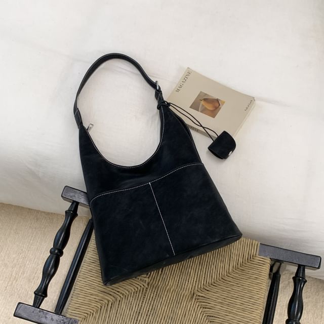 Contrast Stitch Panel Shoulder Bag