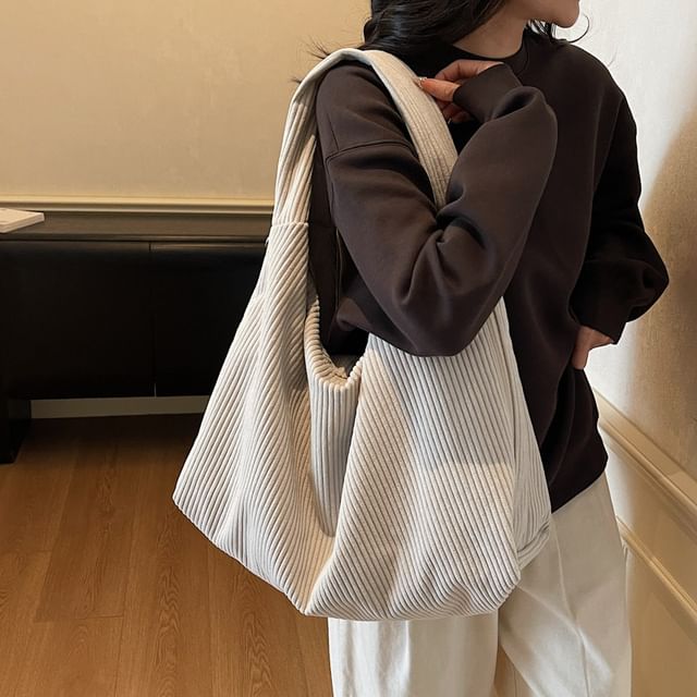 Plain Corduroy Shoulder Bag