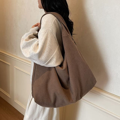 Plain Corduroy Shoulder Bag