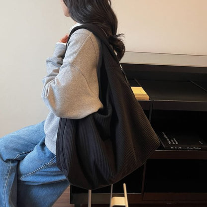 Plain Corduroy Shoulder Bag
