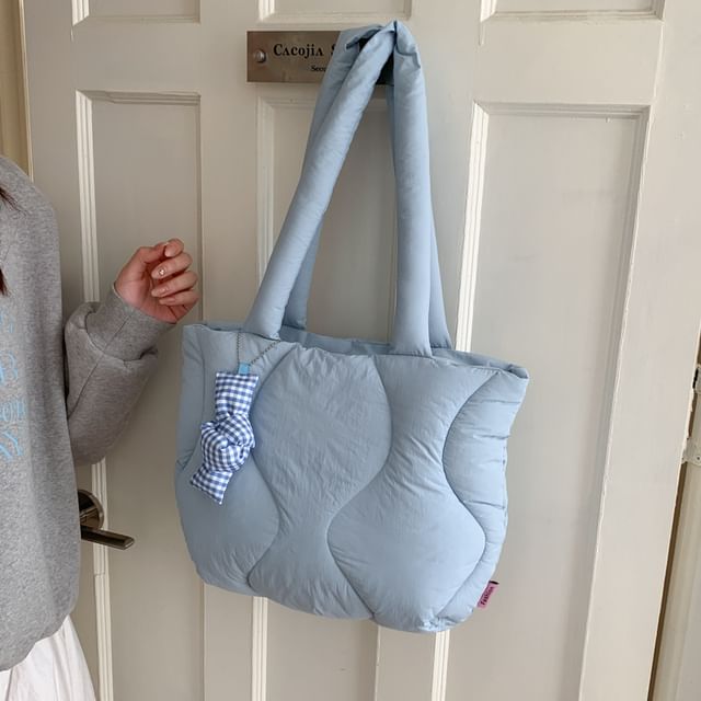 Plain Quilted Puffer Tote Bag