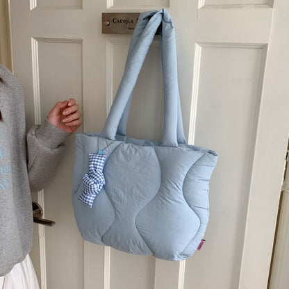 Plain Quilted Puffer Tote Bag