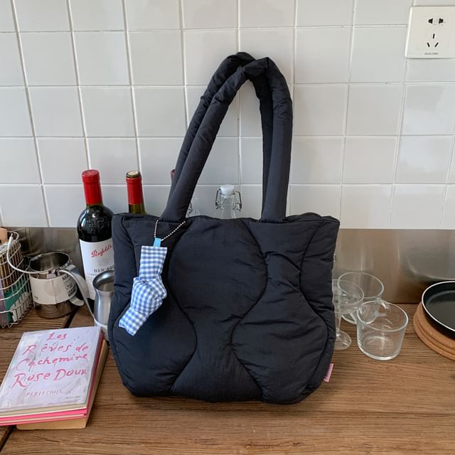 Plain Quilted Puffer Tote Bag