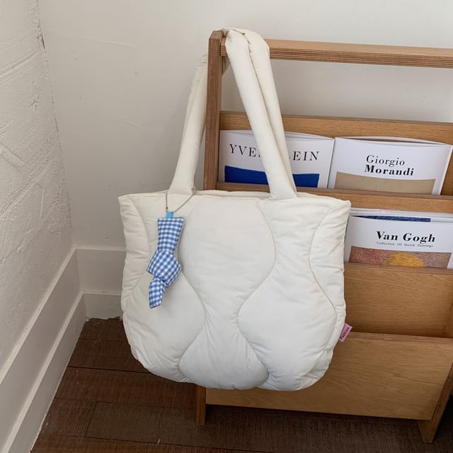 Plain Quilted Puffer Tote Bag