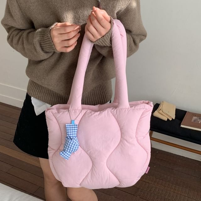 Plain Quilted Puffer Tote Bag