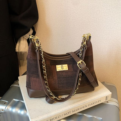 Chain Strap Faux Leather Shoulder Bag