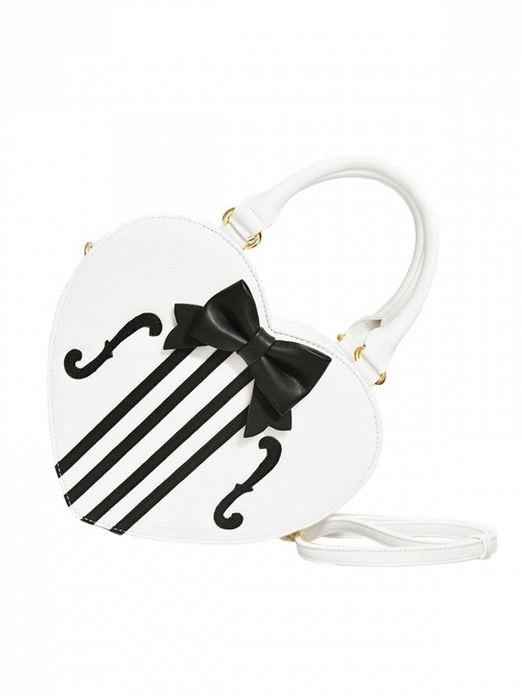 Heart-Shaped Lolita Crossbody Bag with Violin Theme in Three Colors - Morning Glory