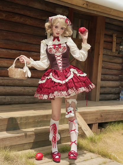 KC Ruffle Plaid Lace Red