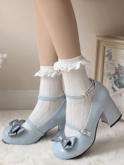 Heel Bow for Sweet Janes Heart Romantic - Accented Lolita with Blue High Mary