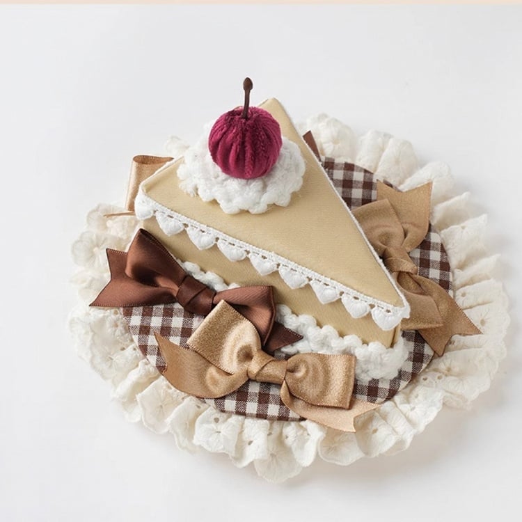 Sweet Lolita Coffee Bow Red Cherry Triangular Cake Mini Hat
