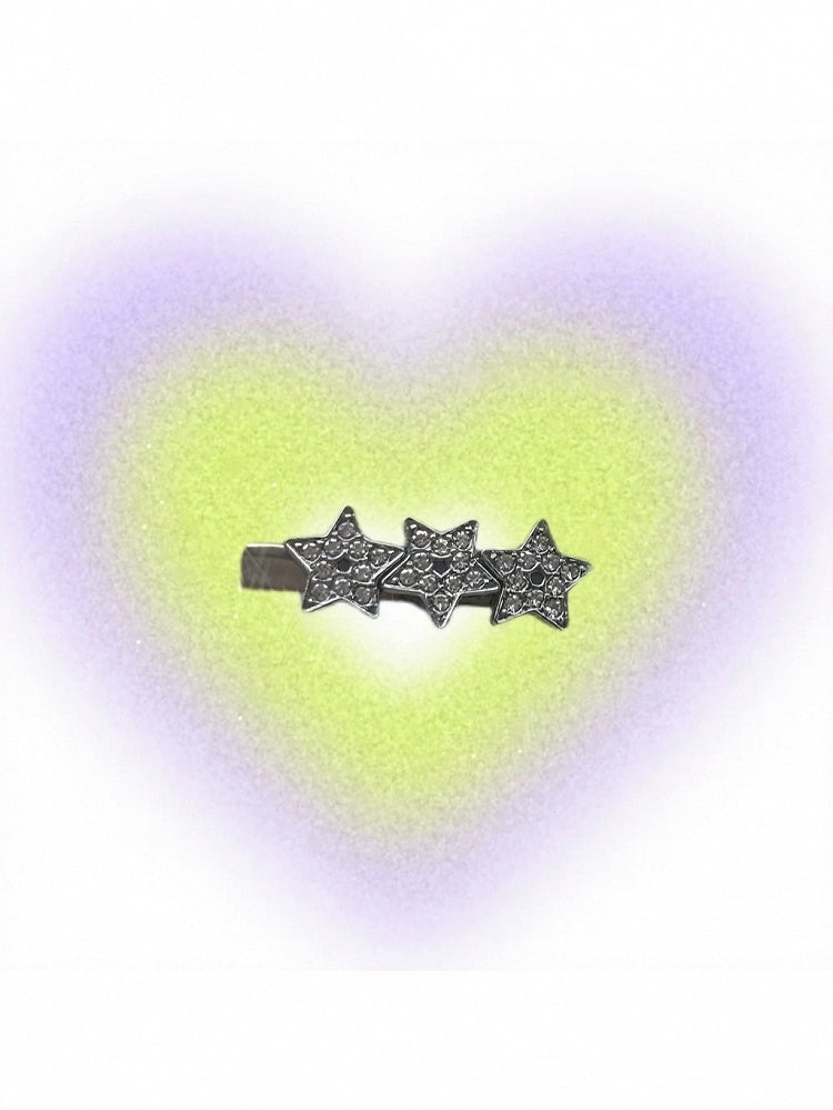2-Option Silver Star Hairclip with Rhinestone Decoration - IVONA boutique