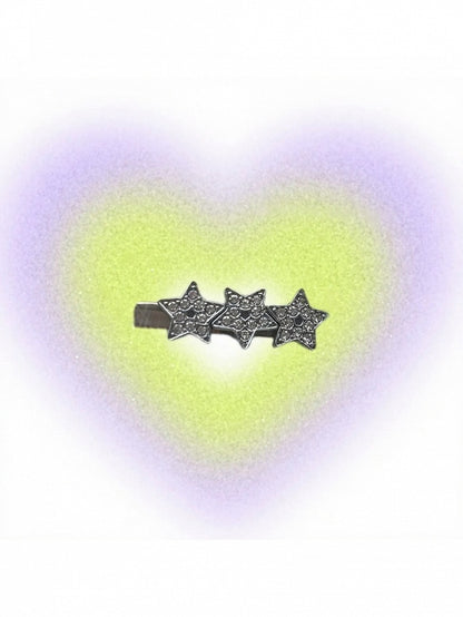 2-Option Silver Star Hairclip with Rhinestone Decoration - IVONA boutique