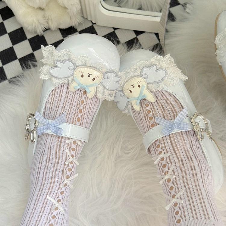 Design - Janes Trim Blue Lace Bunny Low-heel/Mid-heel Mary Sweet