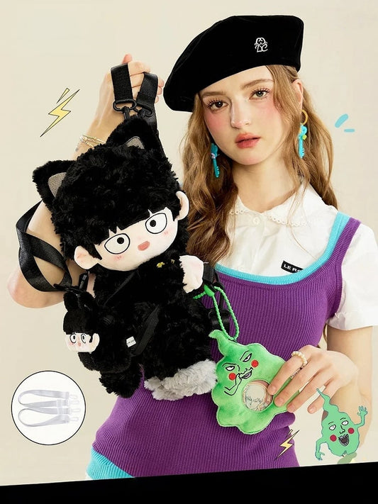 Sets In Optional Plush Crossbody Black Outfit / Kawaii Backpack + 2 Boy Cat