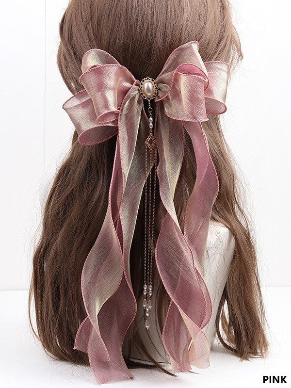 Color Hairclip Options 11 Lolita Organza Tassel Bowknot Pearl
