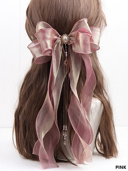 Color Hairclip Options 11 Lolita Organza Tassel Bowknot Pearl