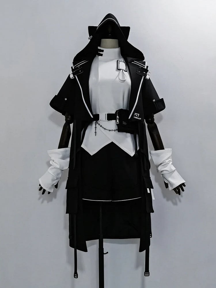 Kapuzenkatze mit schwarzen Ohren Ouji Mantel Techwear Fashion Cyberpunk