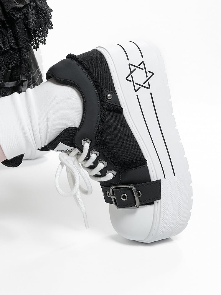 Platform - Sneakers Punk Pattern Black Hexagram