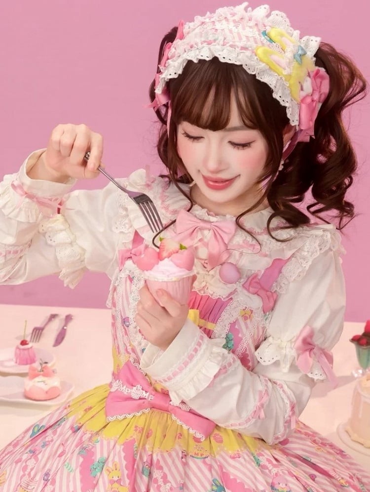 Sweet Hairband and Options Color 3 Bowknots – Bunny with Cute Lolita Accents