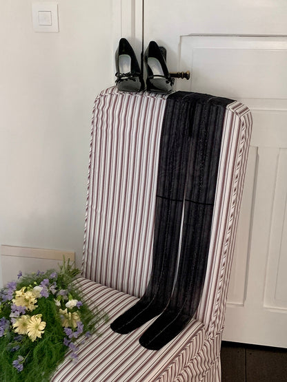 Tights Black Cross Semi-sheer Pattern