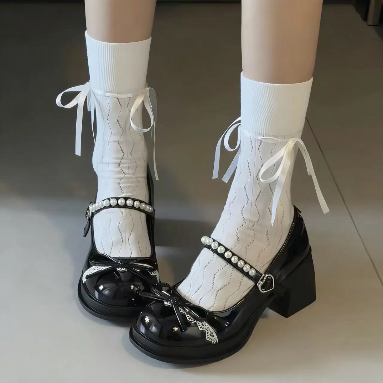 Lolita Mary Jane Block Heel Bow Shoes – Sweet Butterfly Bow Pumps