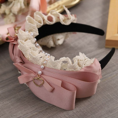 Chain Bead Ribbon Lace with Lolita and KC Pink