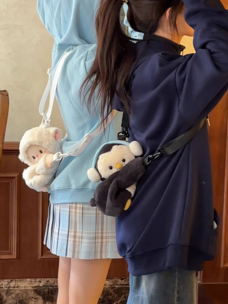 かわいいペンギンの黒いぬいぐるみバックパック/クロスボディ