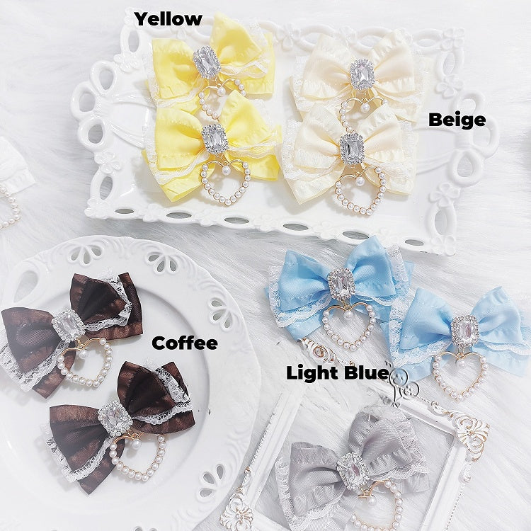 Spitzenfarben Herz Charm Strass Akzent 15 Kei Haarspangen Jirai Schleife