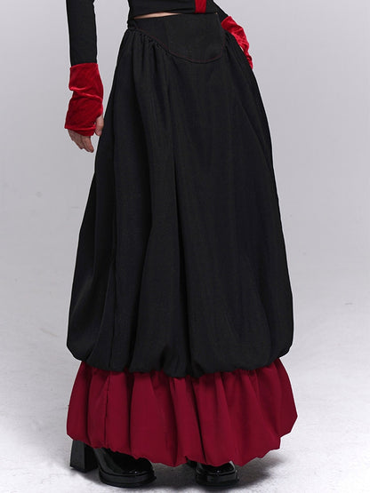 Black Bubble Skirt Gothic Red
