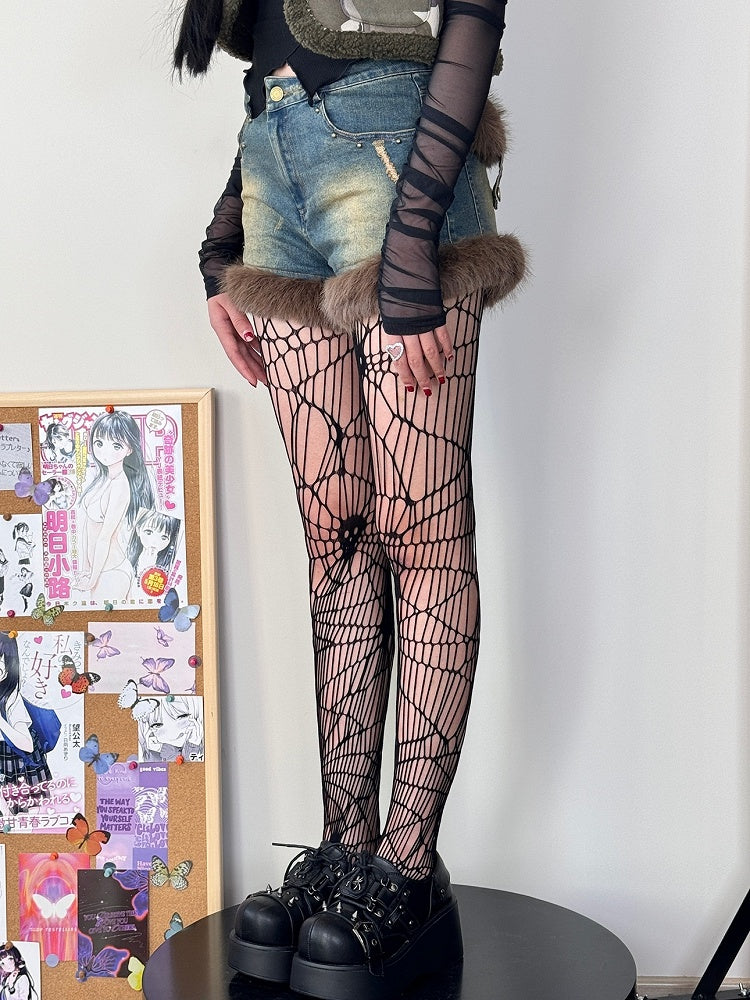 Skull Tights Black Pattern Design Fishnet