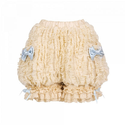 Layered Ruffle Bloomers with Blue Satin Bows and Lace - Blood Supply