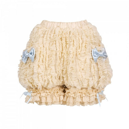 Layered Ruffle Bloomers with Blue Satin Bows & Lace Cuffs - Blood Supply