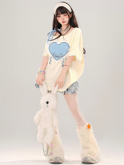 ブルーディテールスカート チェック柄 バブル ボウノット