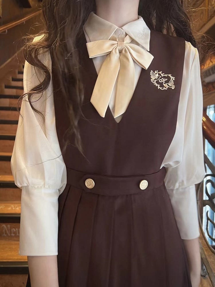 Leg-of-Mutton Yellow Creamy Sleeves Chiffon Shirt