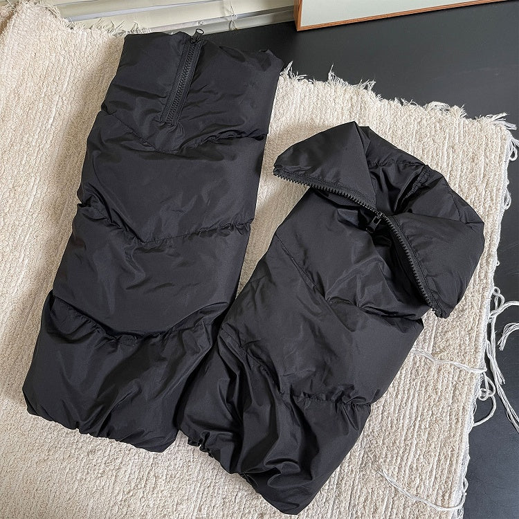 Turn-Down Leg Zipper-Designed Warmers White/Gray/Black Collar Puffer Large