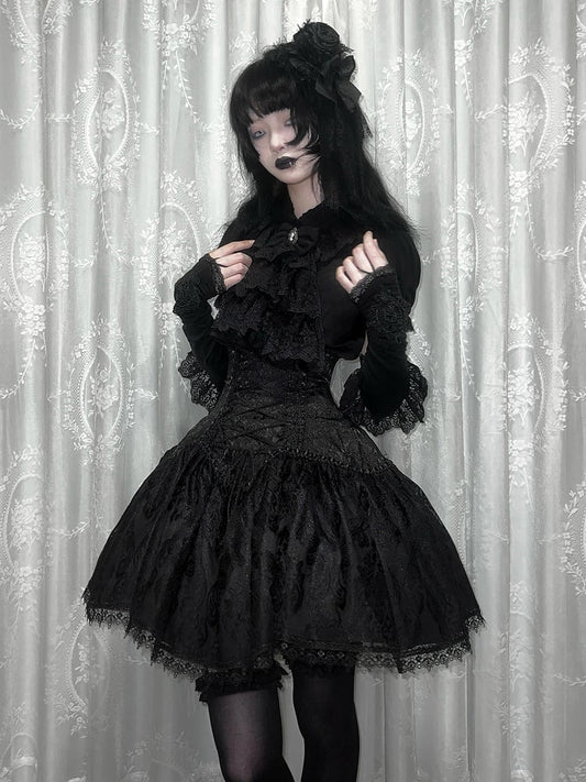 ウエスト超ハイウエストアンダースカートショートロリータバージョンバストゴシックブラック