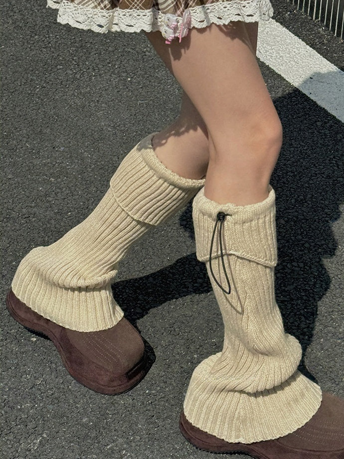 8 Options Drawstring Knitted Leg Warmers