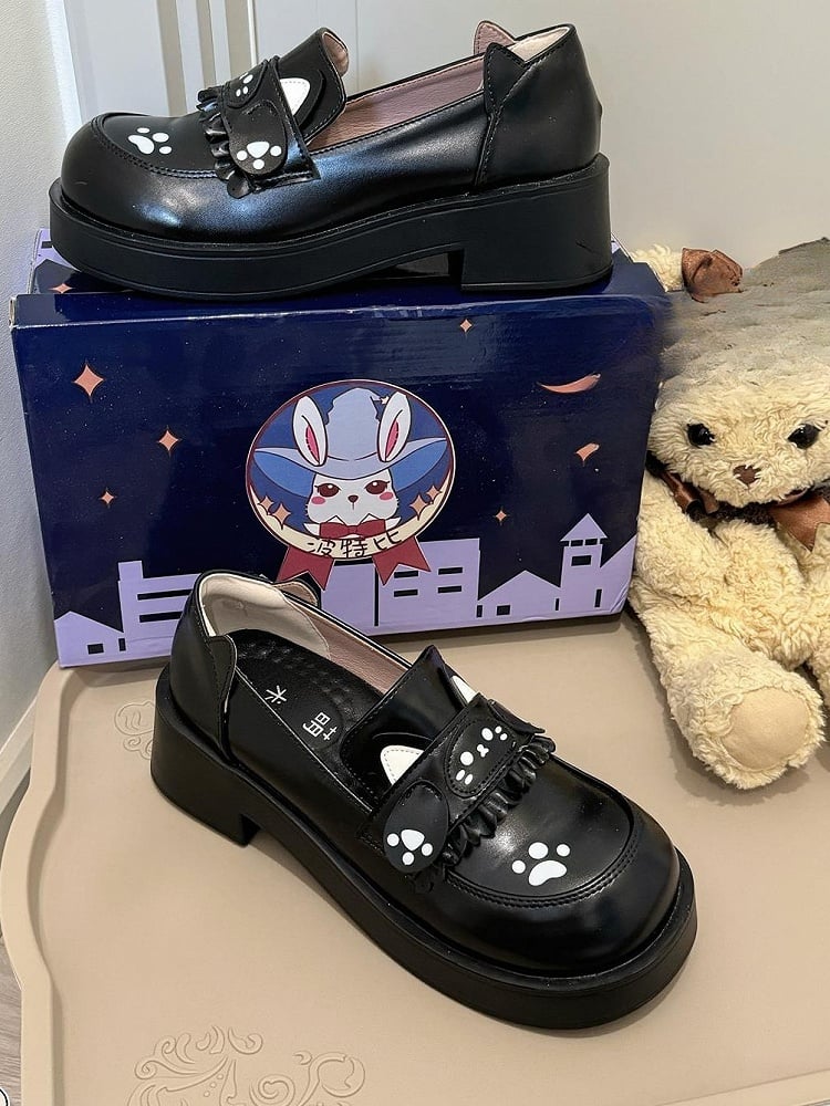 PU with Style Shoes Mid-heel Slip-On Black Preppy