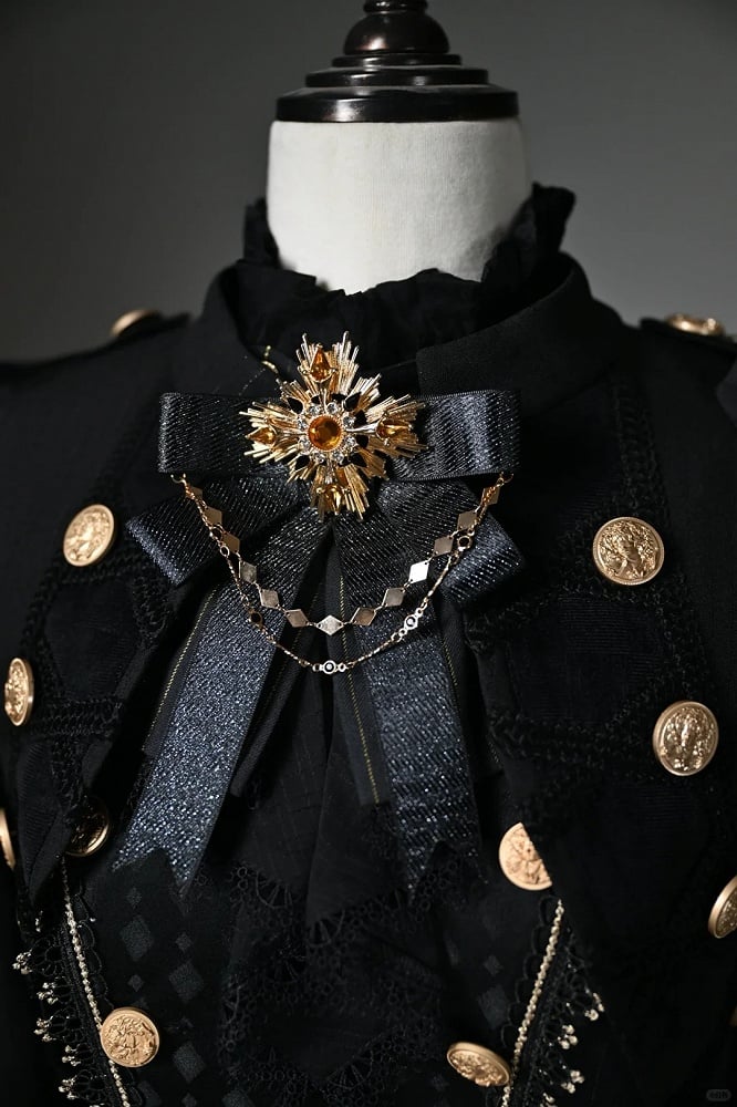 Modisches Lolita-Outfit-Oberteil mit schwarzen Ärmeln – Long Knight + Ouji