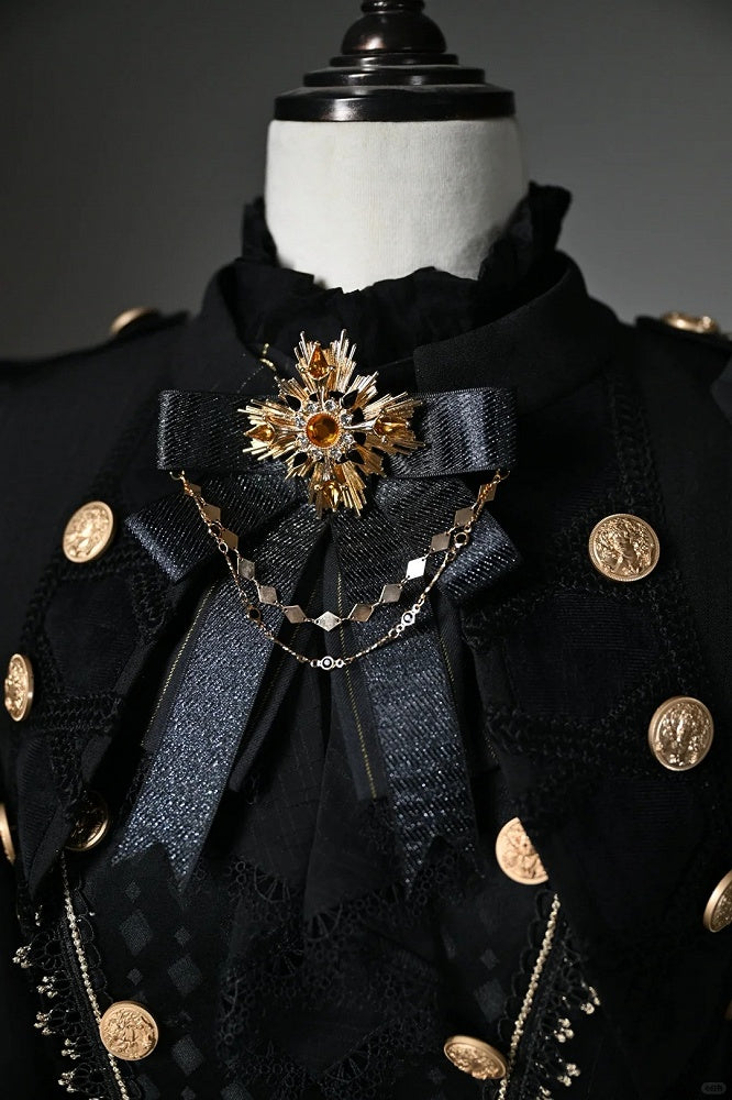 Black Ouji Top & One-Shoulder Cape Tailcoat