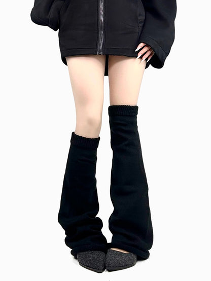 ブラック/ホワイト/グレー Y2K フレアニット レッグウォーマー