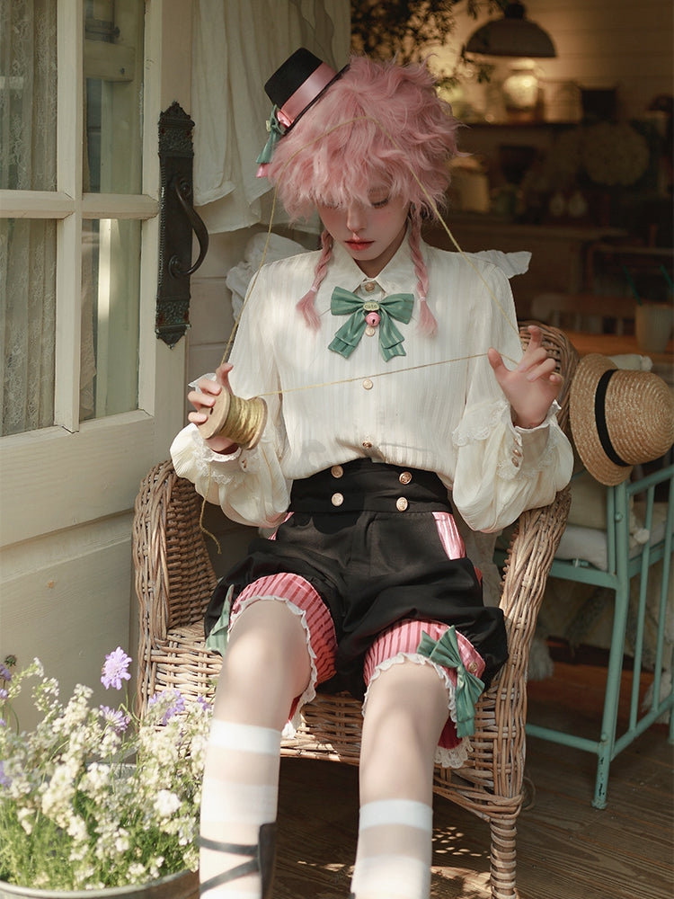 PInk Detachable Decorated Hat and Mini Bow Black Green