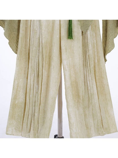 Pleated Green Modern Chinese-Style Trousers - Han Ru Chu Hanfu &amp; Han-Element Studi