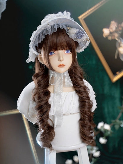 Brown Long Curly Wig Full Bangs 75cm - Alice Garden