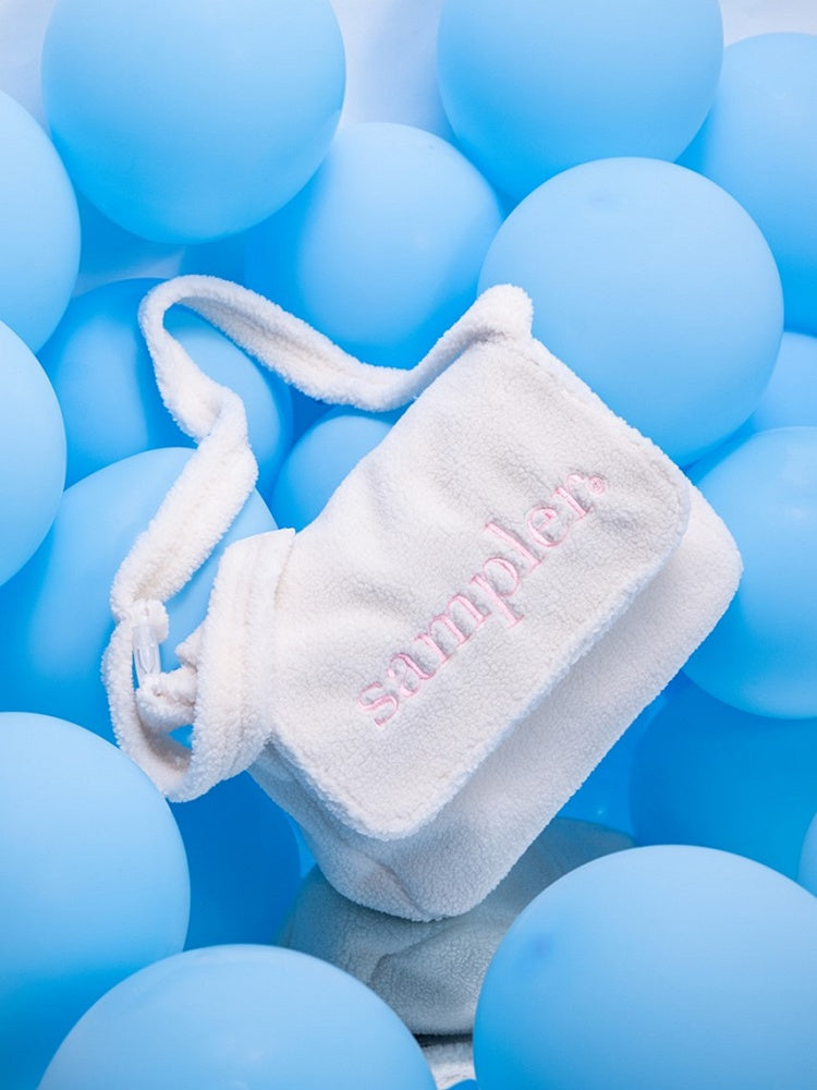 Letter Embroidered Fuzzy Tote Bag In Kawaii Bright White Style- Perfect For Fall And Winter